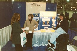 Judy Moeckel responds to questions at the BRS booth.
